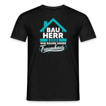 Baustelle Hausbau 2022 Haus Mann Richtfest Bauherr - Männer T-Shirt - Schwarz - Vorne - AI Model Male 178 light (178cm)