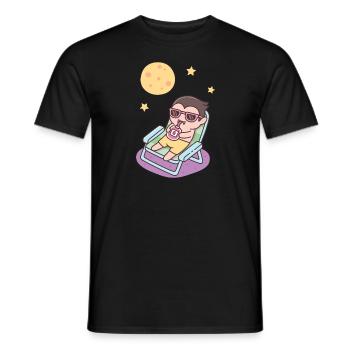 Cute Vampire Chilling And Enjoying Moon Bath - Men's T-Shirt - black - Front - AI Model Male 178 light (178cm)