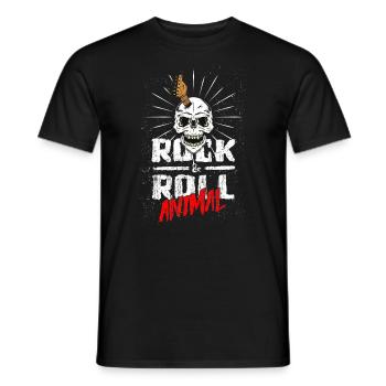 Rock And Roll ANIMAL - Männer T-Shirt - Schwarz - Vorne - AI Model Male 178 light (178cm)