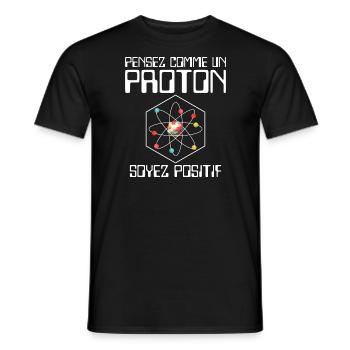 Pensez comme un proton soyez positif - T-shirt homme - noir - Devant - AI Model Male 178 light (178cm)