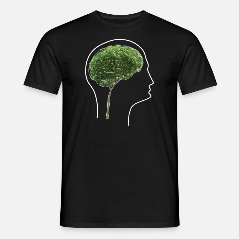 Kopf mit Baum als Gehirn - Männer T-Shirt - Schwarz