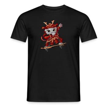 Skateboarder cat - Men's T-Shirt - black - Front - AI Model Male 178 light (178cm)