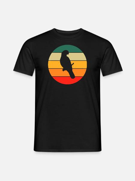 Vogelliebhaber Haustier Geschenk Retro Papagei - Männer T-Shirt - Schwarz