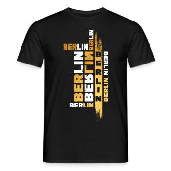 Berlin Germany City Font Gold Skyline - Men's T-Shirt - black - Front - AI Model Male 178 light (178cm)