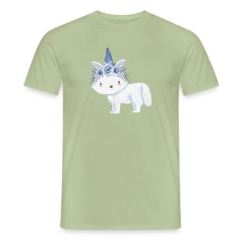 Renard arctique mignon - T-shirt homme - vert sauge - Devant - AI Model Male 178 light (178cm)