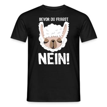 Bevor du fragst - Nein! - Lama - Spruch - Männer T-Shirt - Schwarz - Vorne - AI Model Male 178 light (178cm)