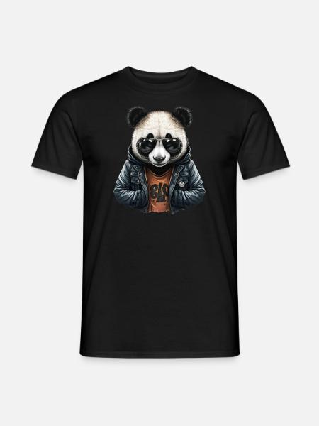 Panda Lederjacke - Style Panda - Männer T-Shirt - Schwarz