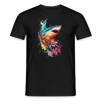 Paint the Shark - all speed to the shark - Men's T-Shirt - black - Front - AI Model Male 178 light (178cm)