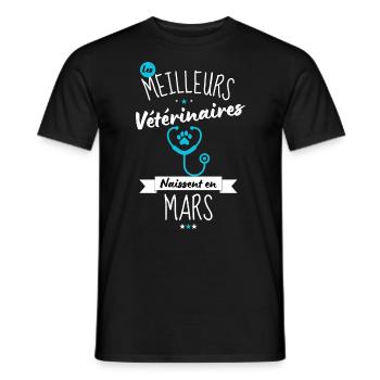 Les meilleurs vétérinaires naissent en Mars - T-shirt homme - noir - Devant - AI Model Male 178 light (178cm)