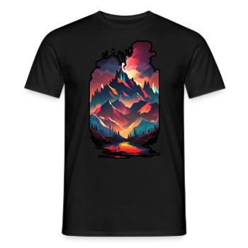 Berge Minimalismus Abstrakt Wald Tiere Retro Trend - Männer T-Shirt - Schwarz - Vorne - AI Model Male 178 light (178cm)