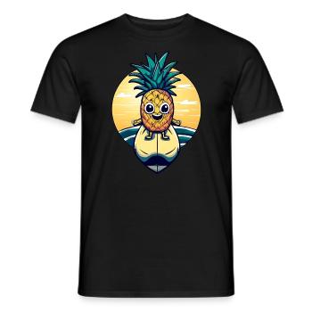 Ananas kawaii au coucher du soleil - T-shirt homme - noir - Devant - AI Model Male 178 light (178cm)