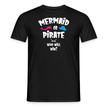 Mermaid or Pirate Who Will Win - Männer T-Shirt - Schwarz - Vorne - AI Model Male 178 light (178cm)