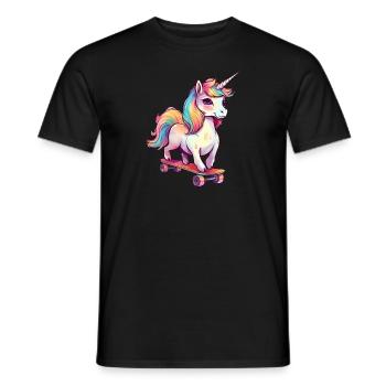 Licorne sur une planche à roulettes - T-shirt homme - noir - Devant - AI Model Male 178 light (178cm)