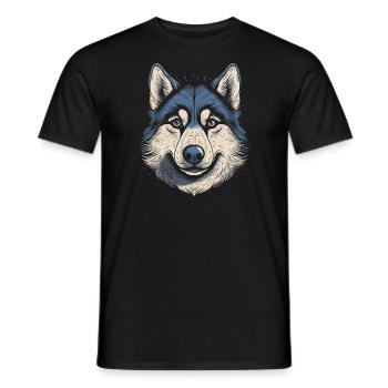 Husky Chien de traîneau Husky Head - T-shirt homme - noir - Devant - AI Model Male 178 light (178cm)