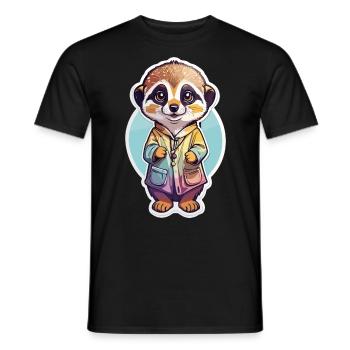 Surikat niedliches Kind bunt - Männer T-Shirt - Schwarz - Vorne - AI Model Male 178 light (178cm)