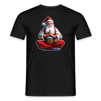 Santa Claus makes yoga - Men's T-Shirt - black - Front - AI Model Male 178 light (178cm)