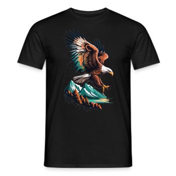 Adler und Berglandschaft im Einklang - Männer T-Shirt - Schwarz - Vorne - AI Model Male 178 light (178cm)
