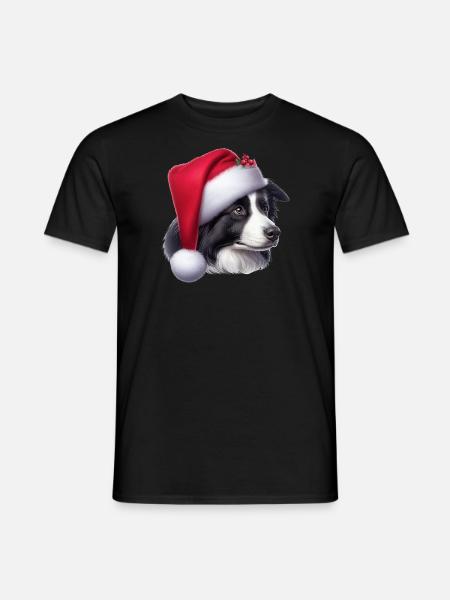 Border Collie Weihnachtsmann - Männer T-Shirt - Schwarz