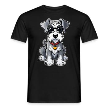 Cool Schnauzer Chien avec lunettes de soleil - T-shirt homme - noir - Devant - AI Model Male 178 light (178cm)