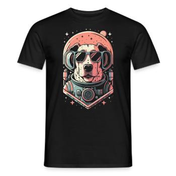 Retro Space Labrador Shirt Colorful Artwork - Men's T-Shirt - black - Front - AI Model Male 178 light (178cm)