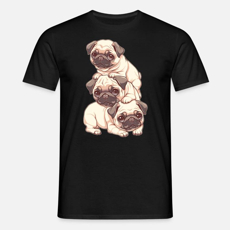 Mops Stapel - Männer T-Shirt - Schwarz