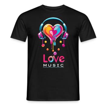 Love - Musik-Kopfhörer - Männer T-Shirt - Schwarz - Vorne - AI Model Male 178 light (178cm)