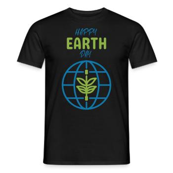 Happy Earth Day Graphic Plant Globe Nature - Men's T-Shirt - black - Front - AI Model Male 178 light (178cm)