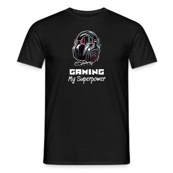 Gaming My Superpower Shirt Street Art Style - Männer T-Shirt - Schwarz - Vorne - AI Model Male 178 light (178cm)