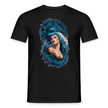 Exotische Fantasie Gefiederter Pfau Kunst - Männer T-Shirt - Schwarz - Vorne - AI Model Male 178 light (178cm)