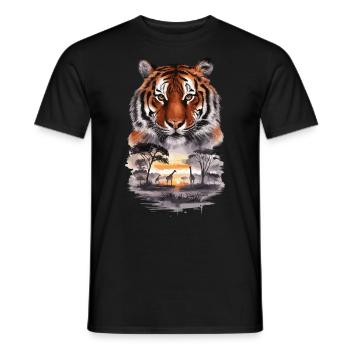 Tiger Paradies Dschungel für einen Tiger - Männer T-Shirt - Schwarz - Vorne - AI Model Male 178 light (178cm)