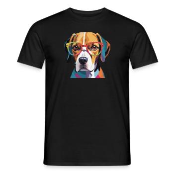 Beagle Dog Cool with Glasses - Men's T-Shirt - black - Front - AI Model Male 178 light (178cm)