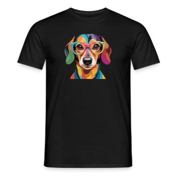 Dackel Hund Dackel Coole Brille Bunt - Männer T-Shirt - Schwarz - Vorne - AI Model Male 178 light (178cm)