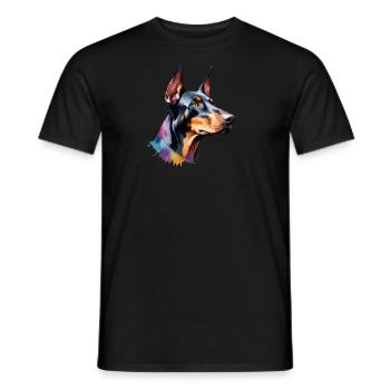 Dobermann Hund Cool Bunt Groß - Männer T-Shirt - Schwarz - Vorne - AI Model Male 178 light (178cm)
