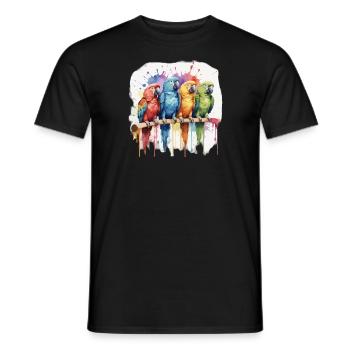 Perroquet sur bâtons Cool Coloré - T-shirt homme - noir - Devant - AI Model Male 178 light (178cm)
