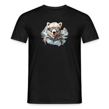 Polar bear Cool with ski goggles in Bergen - Men's T-Shirt - black - Front - AI Model Male 178 light (178cm)