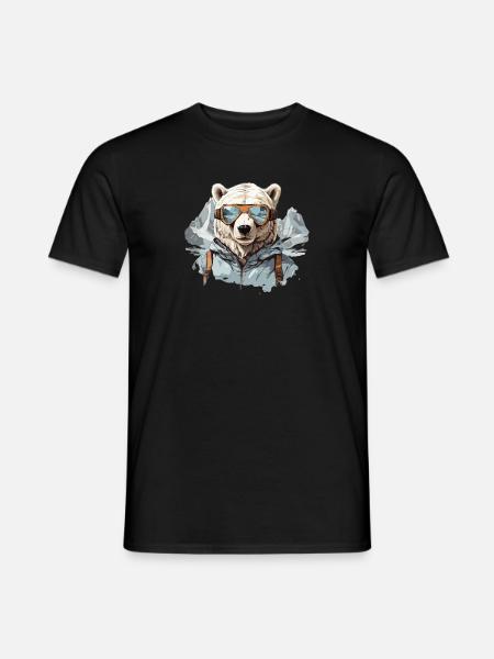 Polar bear Cool with ski goggles in Bergen - Men's T-Shirt - black