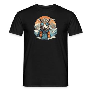 Coolness in den Bergen mit Skibrille - Männer T-Shirt - Schwarz - Vorne - AI Model Male 178 light (178cm)