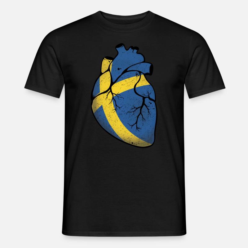 Schweden Herz - Männer T-Shirt - Schwarz