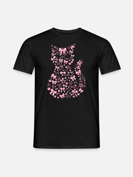 Cadeau Mignon Noeud Coquette Rose Chat - T-shirt herr - svart