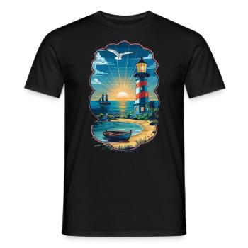 Leuchtturm Ostsee Nordsee - Männer T-Shirt - Schwarz - Vorne - AI Model Male 178 light (178cm)