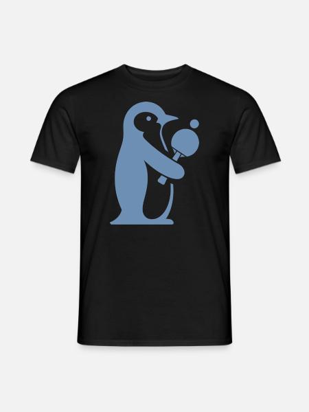 Pinguin Tischtennis Tischtennisspieler Silhouette - Männer T-Shirt - Schwarz