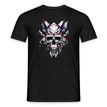 Futuristic Skull T-Shirt, Rave, Techno Music - Men's T-Shirt - black - Front - AI Model Male 178 light (178cm)
