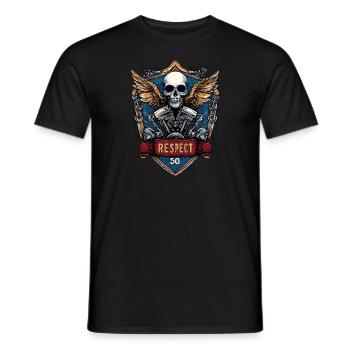Motard 50 Anniversaire Respect Crâne Badge Moto - T-shirt homme - noir - Devant - AI Model Male 178 light (178cm)