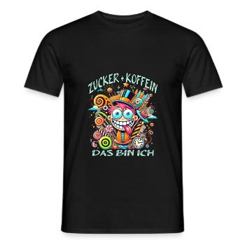 Lustiger Spruch - Zucker + Koffein, das bin ich - Männer T-Shirt - Schwarz - Vorne - AI Model Male 178 light (178cm)