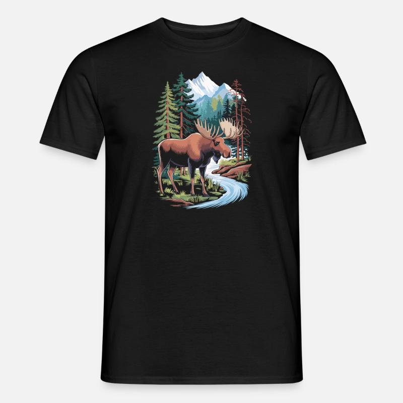Elch - Männer T-Shirt - Schwarz