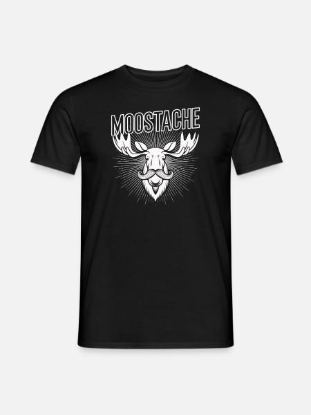 Moustache Bart Bärtig Elch - Männer T-Shirt - Schwarz