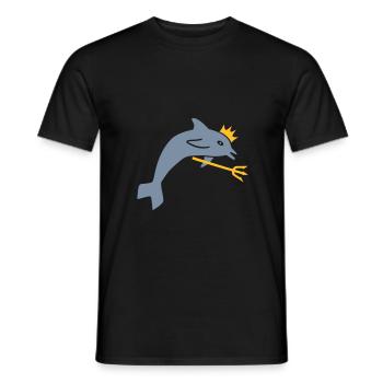 ★ design colors changeable ★ dolphin, crown, trident - Men's T-Shirt - black - Front - AI Model Male 178 light (178cm)