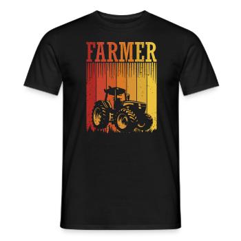 Retro Farming Tractor Farmer Farm - Men's T-Shirt - black - Front - AI Model Male 178 light (178cm)
