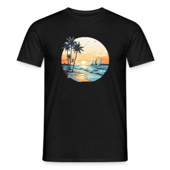 Ocean vibes, beach vibes, sunset on the beach, oce - Men's T-Shirt - black - Front - AI Model Male 178 light (178cm)