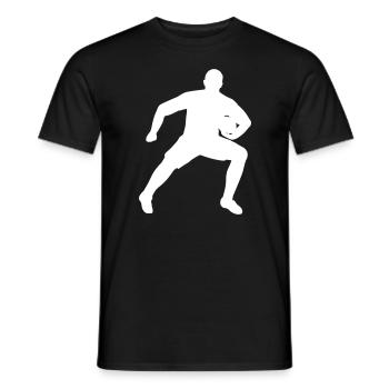 Rugby player defends ball - Men's T-Shirt - black - Front - AI Model Male 178 light (178cm)